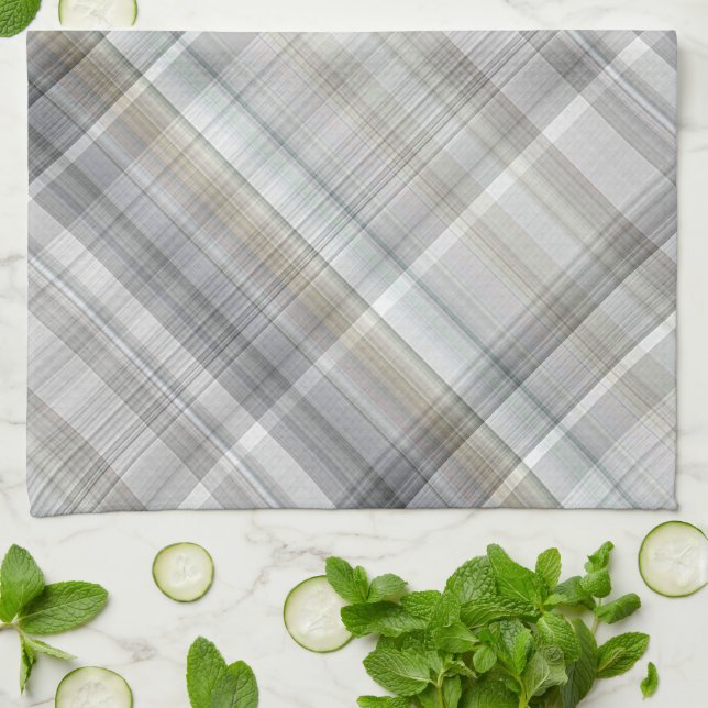 Blue/Gray/Tan Plaid Kitchen Towel (Folded)