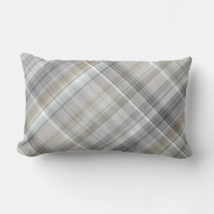 Blue/Gray/Tan Plaid Lumbar Pillow