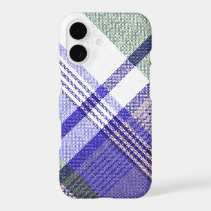 Blue Gray Tartan Plaid Fabric iPhone 17 Case