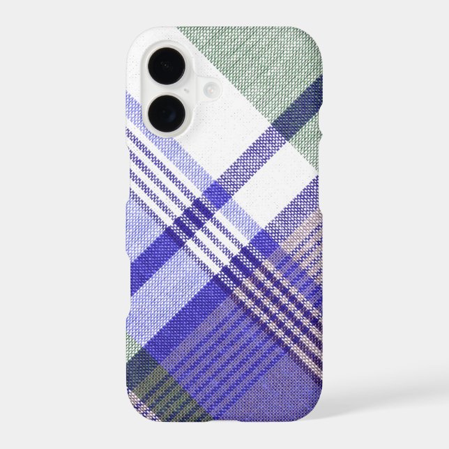 Blue Gray Tartan Plaid Fabric Case-Mate iPhone Case (Back)