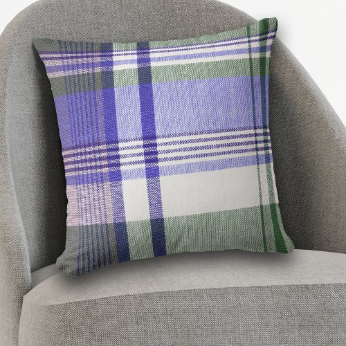 Blue Gray Tartan Plaid Pattern Pillow