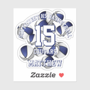 blue gray team colors basketballs cluster sticker