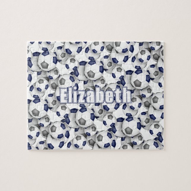 blue gray team colors girls boys soccer jigsaw puzzle (Horizontal)