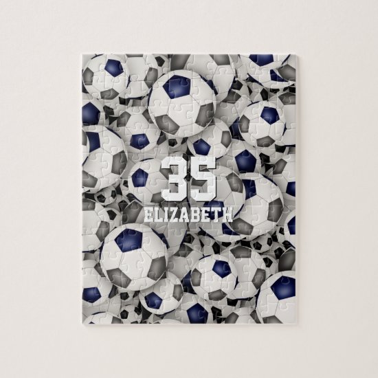 blue gray team colors girls boys soccer jigsaw puzzle