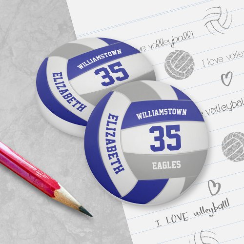 Blue gray team colors girls boys volleyball eraser