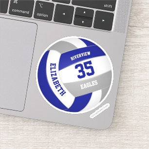 blue gray team colors girls boys volleyball sticker