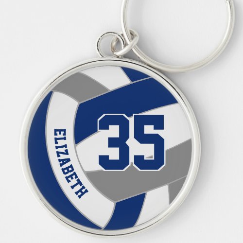 blue gray team colors personalized volleyball keychain