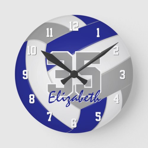 blue gray team colors players name volleyball round clock