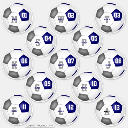 blue gray soccer team colors individual players sticker