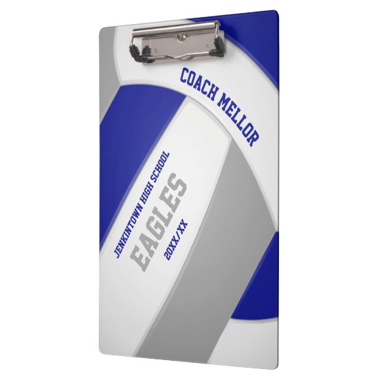 blue gray team colors volleyball coach clipboard
