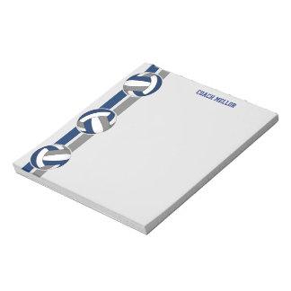 blue gray team colors volleyball coach custom notepad