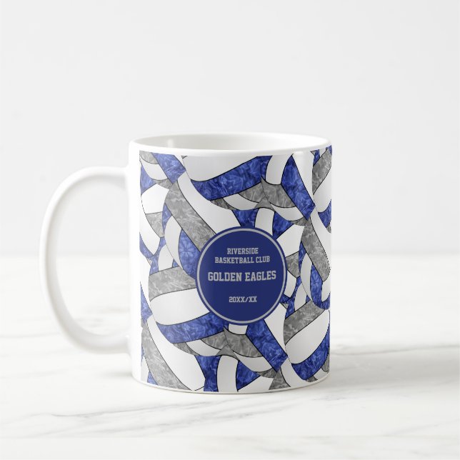 blue gray team colors volleyball coach gift coffee mug (Left)