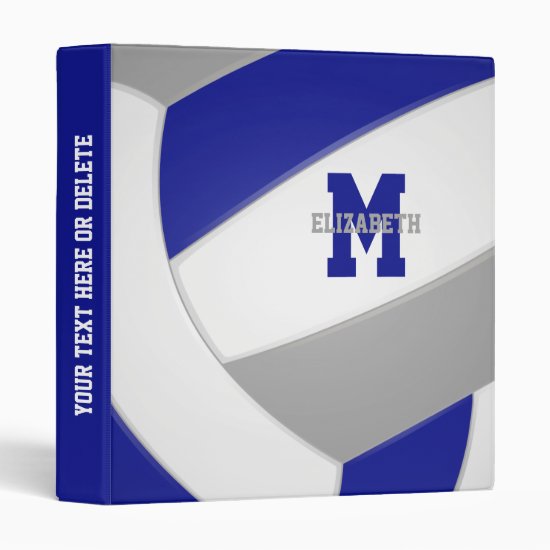 blue gray team colors volleyball sports scrapbook 3 ring binder