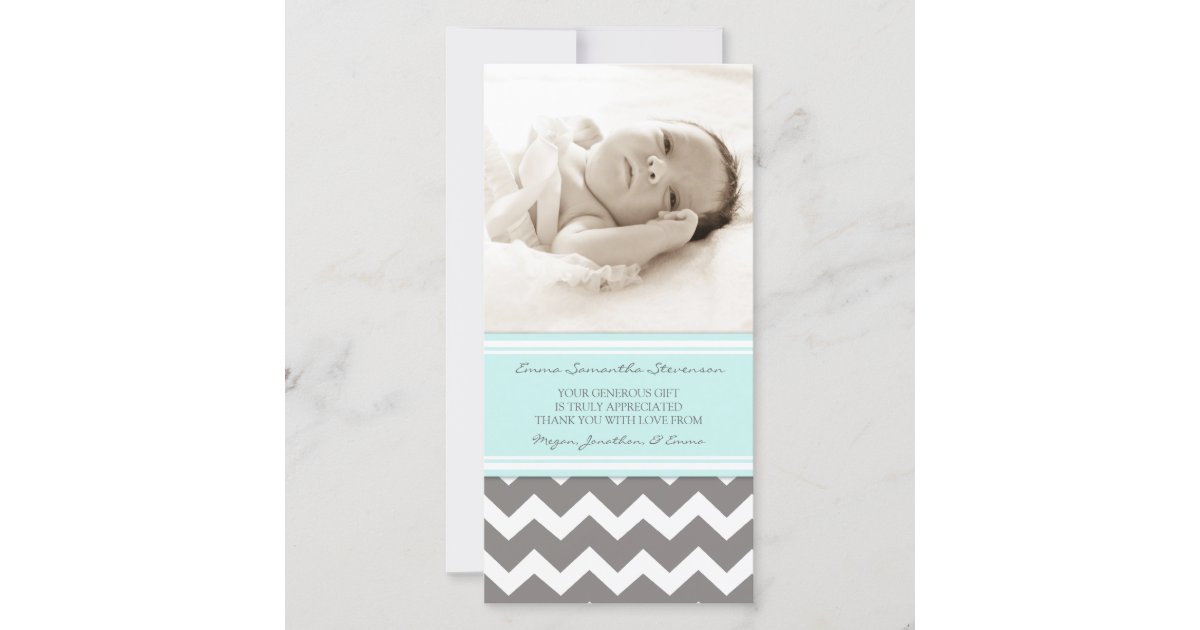 Blue Gray Thank You Baby Shower Photo Cards | Zazzle.com