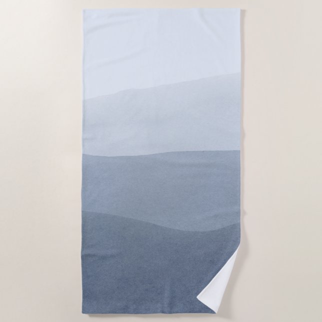 Blue-Gray Tones Serine Abstract Landscape Beach Towel (Front)
