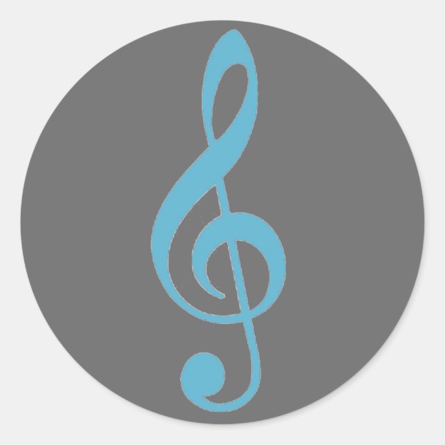 Blue gray treble clef music stickers (Front)