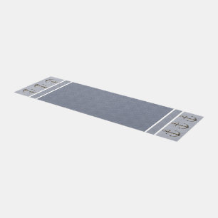 Blue Gray Tri-Toned Pinstriped Anchor Outdoor Rug