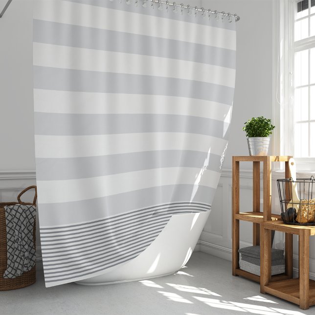 Blue Gray Turkish Stripe Shower Curtain (Creator Uploaded)