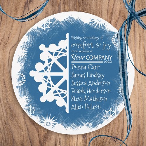 Blue Gray Unique Company Holiday Greeting Card