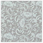 Blue Gray Vintage Floral Pattern Fabric