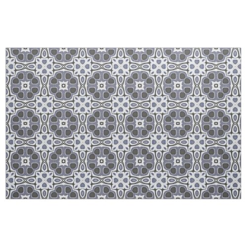 Blue Gray Violet Floral Bali Batik Pattern Fabric