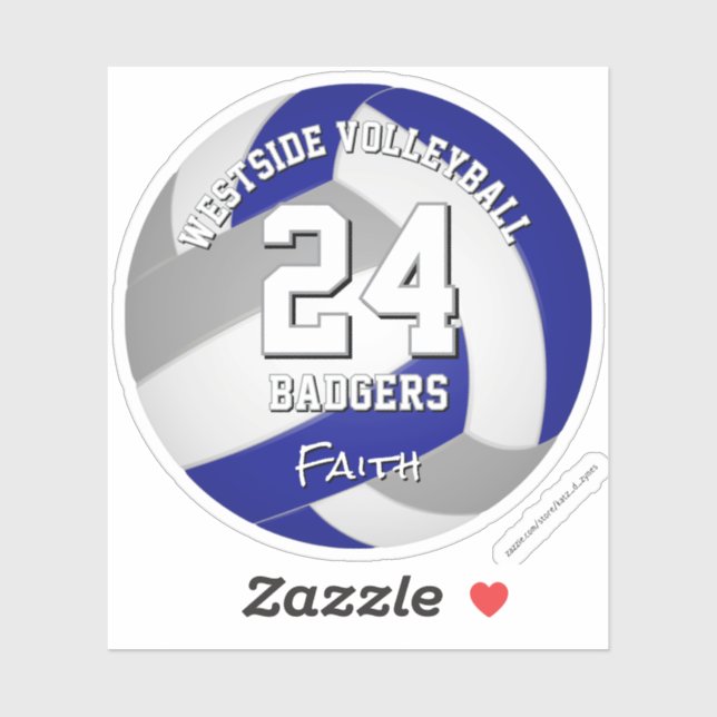 blue gray volleyball club colors athlete name  sticker (Sheet)