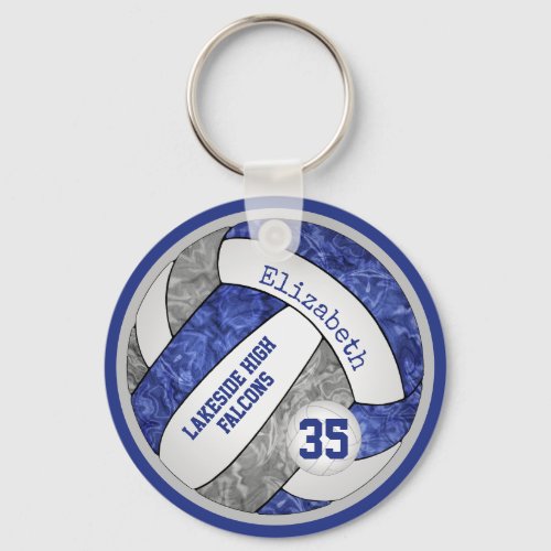 blue  gray volleyball keychain school mascot name