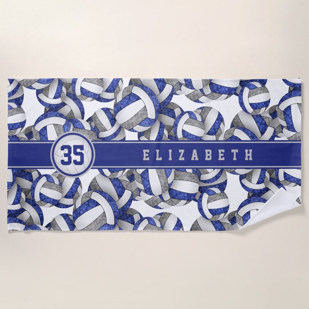 blue gray volleyball sports team colors gifts beach towel