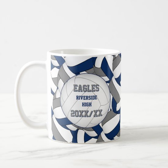 blue gray volleyball team coach thank you gift coffee mug