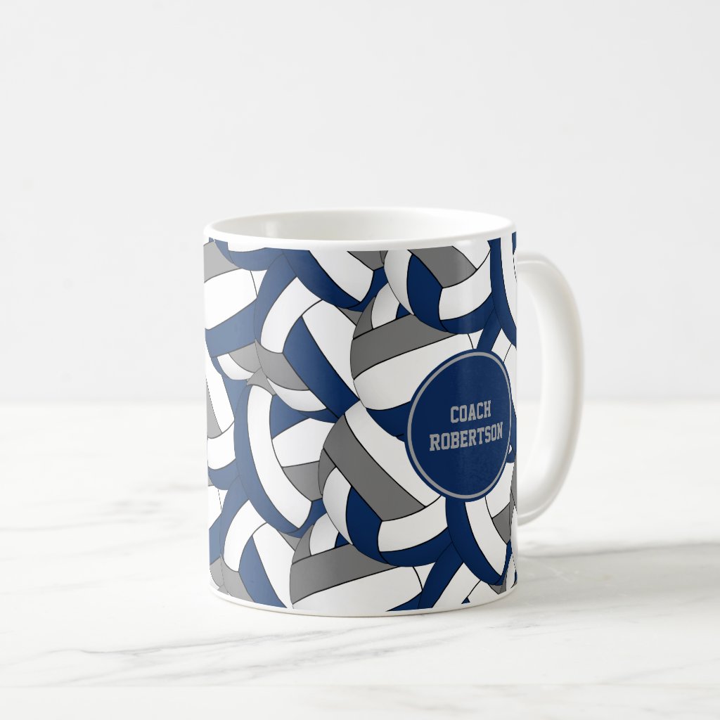 blue gray volleyball team coach thank you gift coffee mug