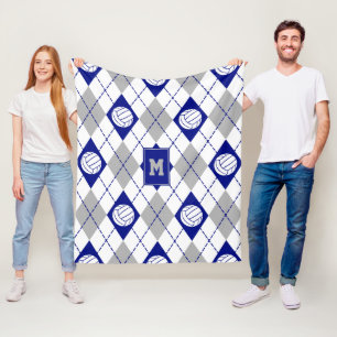blue gray volleyball team colors argyle fleece blanket