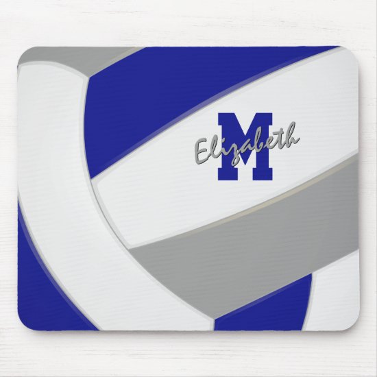 blue gray volleyball team colors monogrammed mouse pad