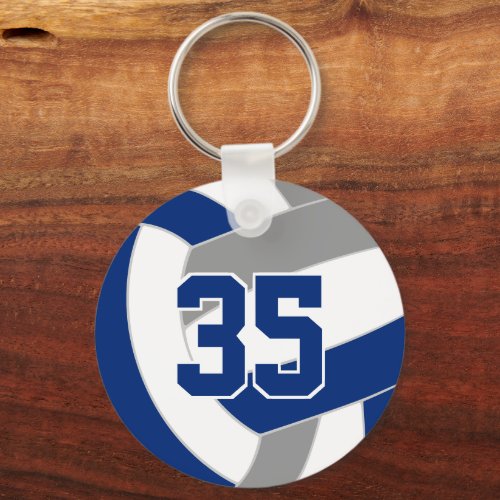Blue gray volleyball team colors personalized keychain