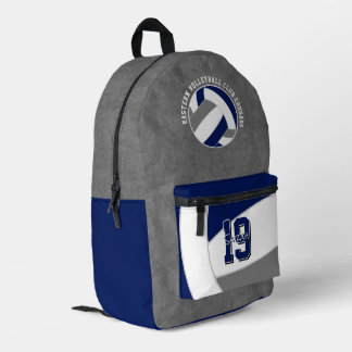 blue gray volleyball team colors team name printed backpack