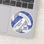 blue & gray volleyball w school mascot name sticker blue & gray volleyball w school mascot name sticker