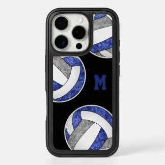 blue gray volleyballs girls monogrammed iPhone 16 pro case