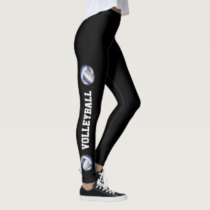 blue gray volleyballs text up leg girls leggings