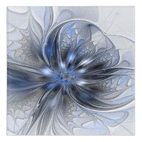 Blue Gray Watercolor Abstract Floral Fractal Art