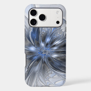 Blue Gray Watercolor Abstract Floral Fractal Art iPhone 17 Pro Max Case