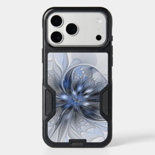 Blue Gray Watercolor Abstract Floral Fractal Art iPhone 17 Pro Max Case