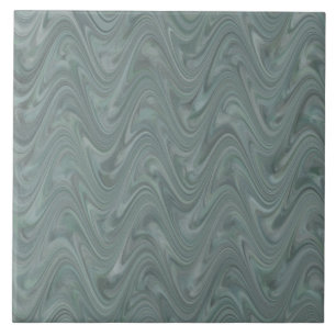 Blue Gray Wavy Abstract Pattern Ceramic Tile