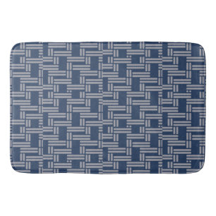 Blue Gray Weave Pattern Japanese Style Bath  Mat