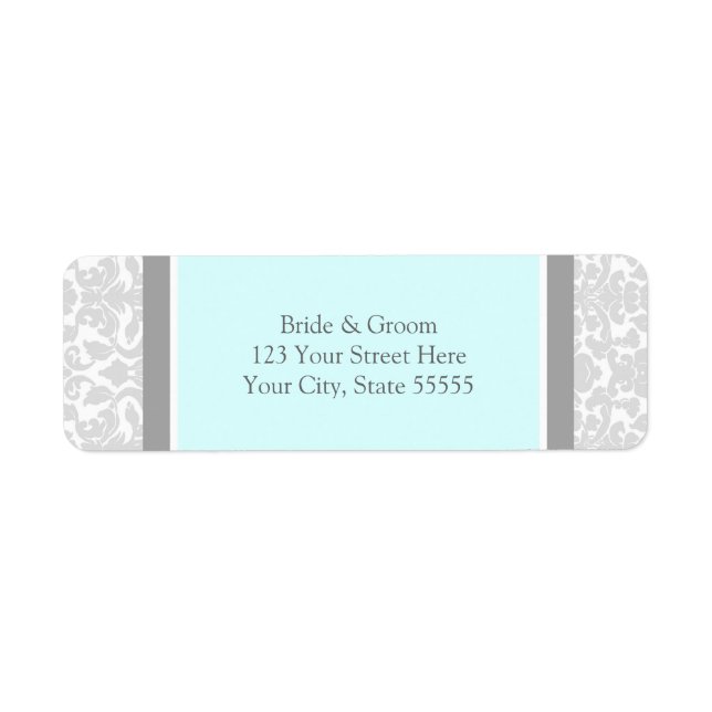 Blue Gray Wedding Custom Return Address Labels (Front)