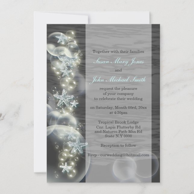 Blue gray wedding engagement anniversary invitation (Front)