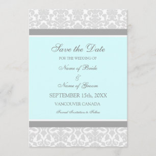 Blue Gray Wedding Save the Date Card