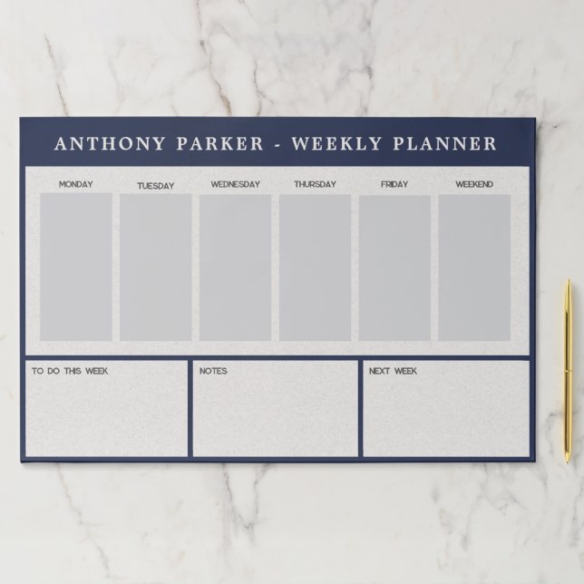 Blue & Gray Weekly Planner  Paper Pad (Insitu)