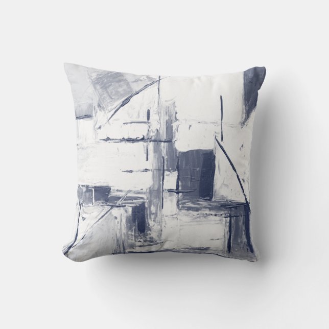 Blue/Gray & White Abstract Decor Pillow (Front)