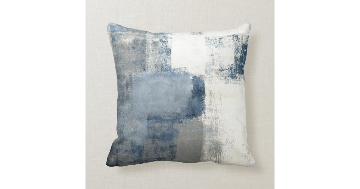 Blue Gray White Abstract Decor Pillow Zazzle Com