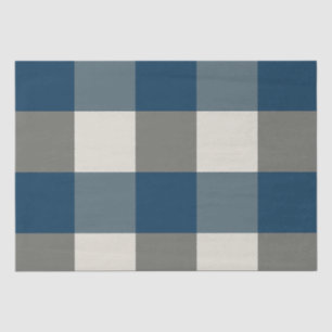 Blue Gray White Buffalo Check Tissue Paper