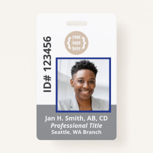 Blue Gray White Employee Photo ID Card Badge